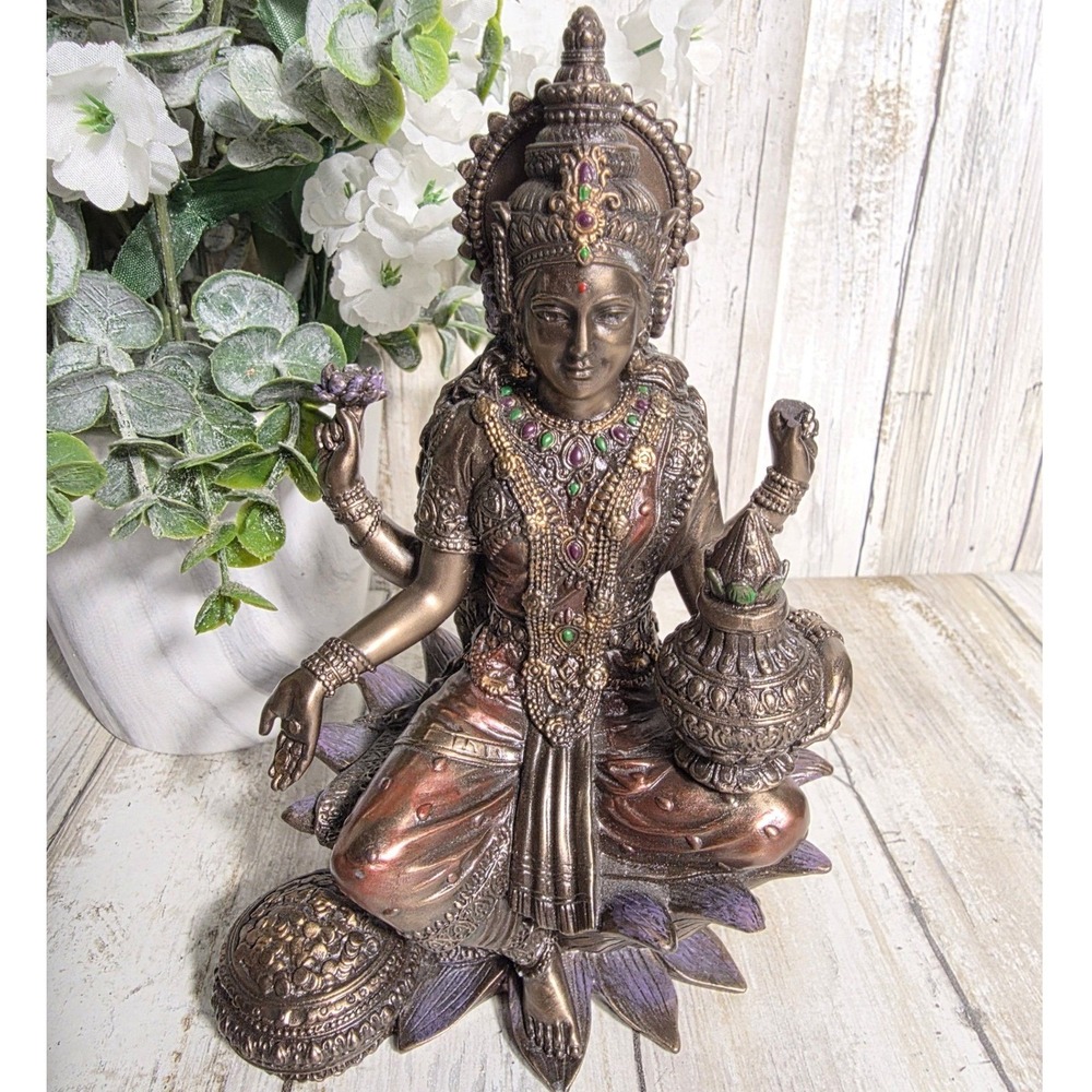 Top Collection Lakshmi Statue Hindu Goddess of Wealth Bronze Finish 3335